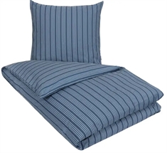 Stribet sengetøj - 140x200 cm - Lone blåt sengetøj - 100% bomuld - Nordstrand Home sengesæt